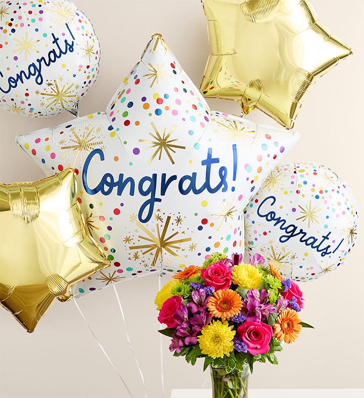 Fields of Europe® Celebration with Congrats Balloon Bouquet