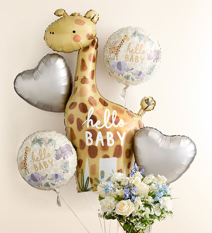 Sweet Baby Boy™ Arrangement with Hello Baby Balloon Bouquet
