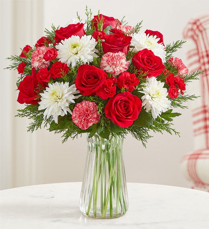 Festive Holiday Bouquet + Free Vase