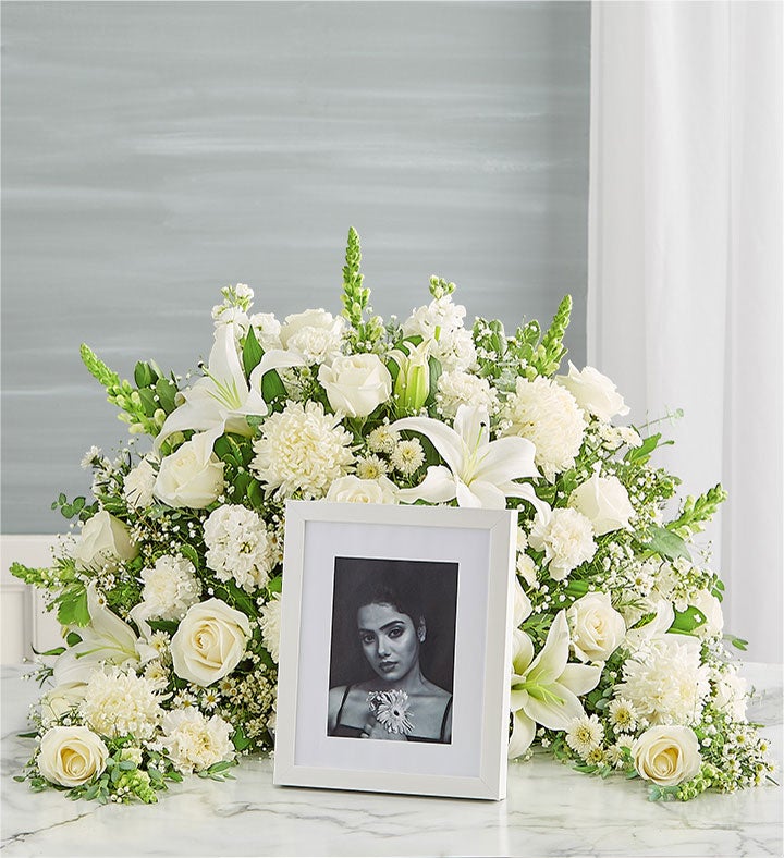 Crescent Cremation Arrangement- All White