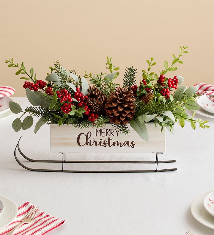 Merry Christmas Sleigh Centerpiece