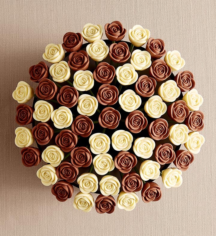 Fleur De Chocolate® Belgian Chocolate Roses   Classic Milk & White
