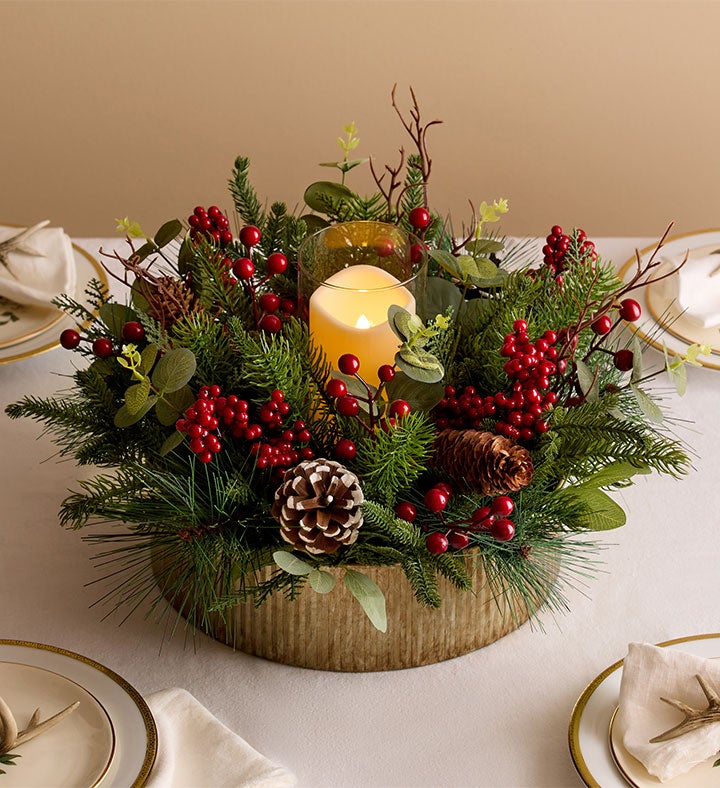 Rustic Eucalyptus & Berry Centerpiece