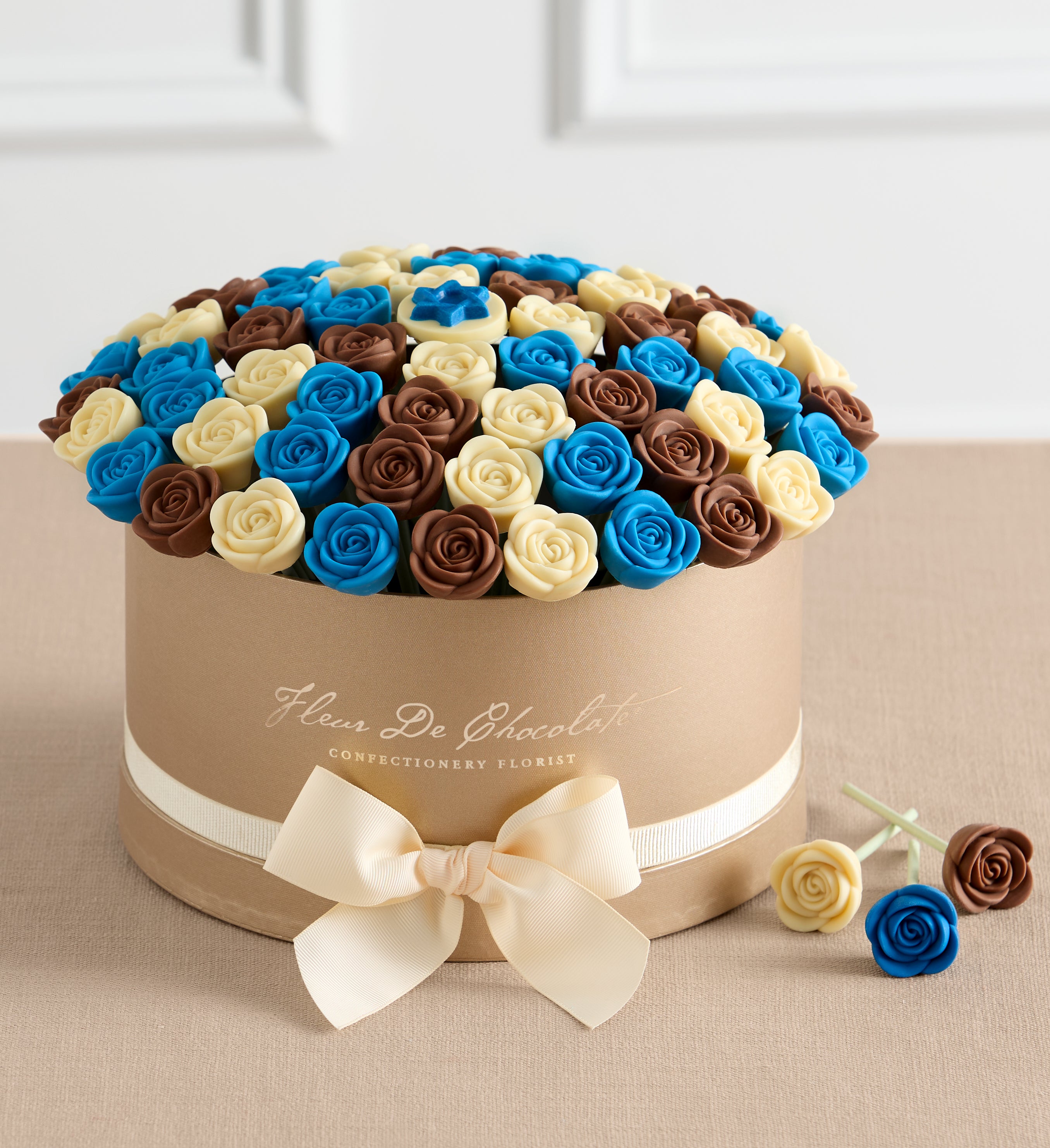 Fleur De Chocolate® Belgian Chocolate Roses - Festive Hanukkah