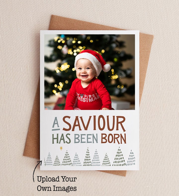 A Saviour Has Been Born Christmas Greeting Card