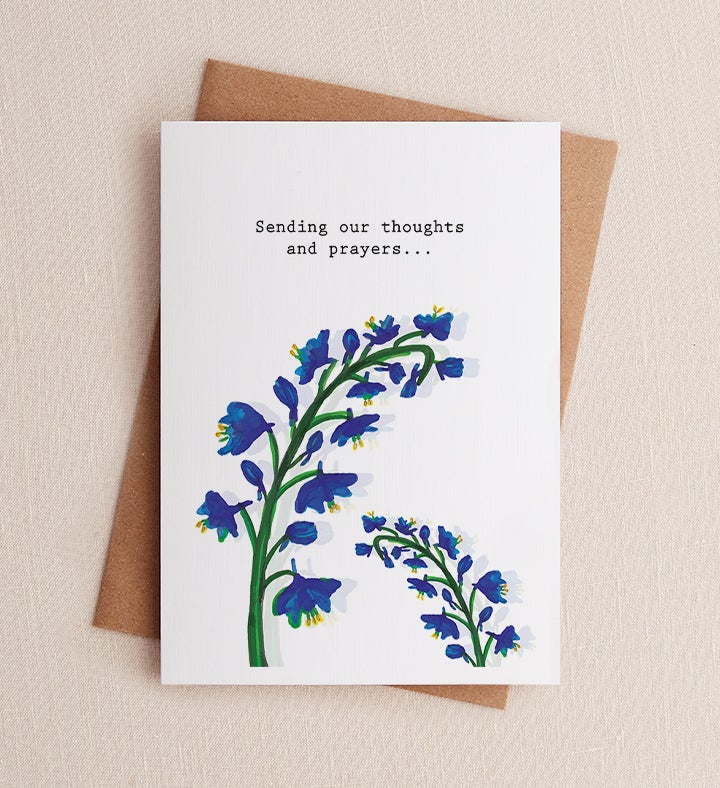 Our Thoughts Delphinium Sympathy Greeting Card