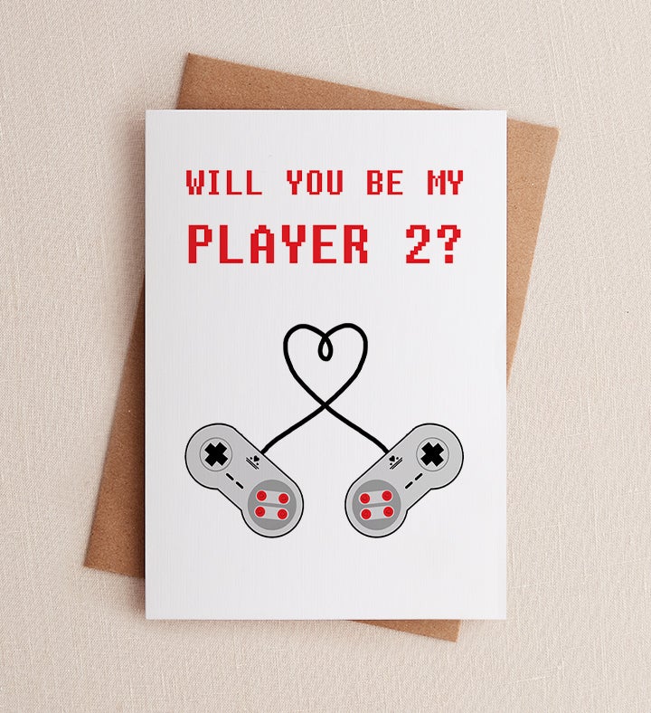 Player 2 Romance Greeting Card