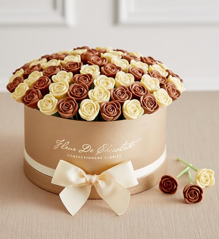 Fleur De Chocolate® Belgian Chocolate Roses - Classic Milk & White