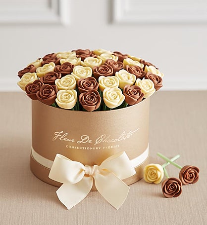 Fleur De Chocolate® Belgian Chocolate Roses – Classic Milk & White