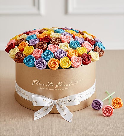 Fleur De Chocolate® Belgian Chocolate Roses - Birthday Wishes