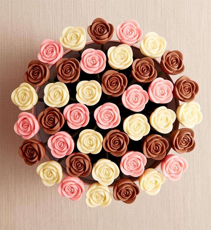 Fleur De Chocolate® Belgian Chocolate Roses – Perfectly Pink