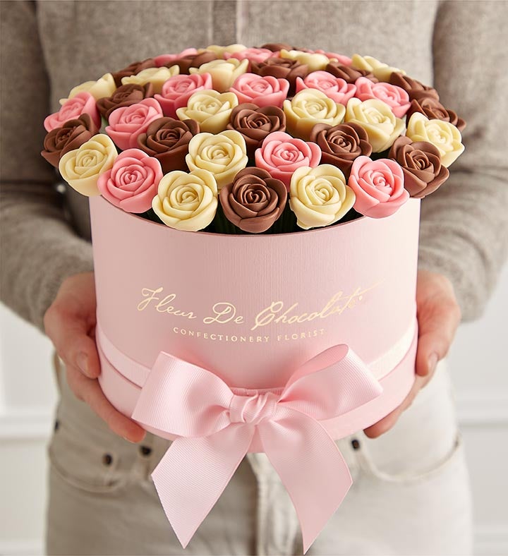 Fleur De Chocolate® Belgian Chocolate Roses – Perfectly Pink