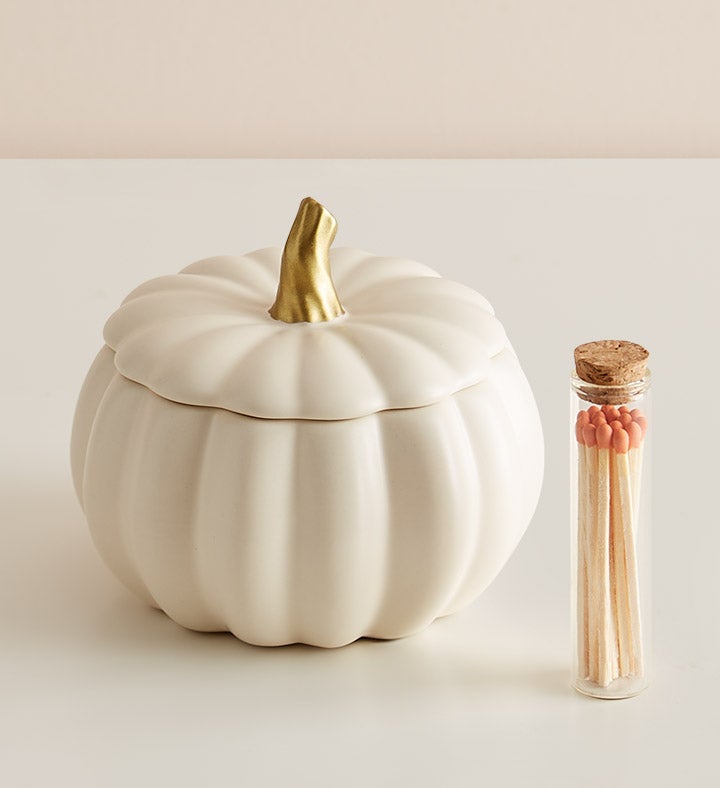 Grateful Hearts Pumpkin Wax Reveal Candle & Matches