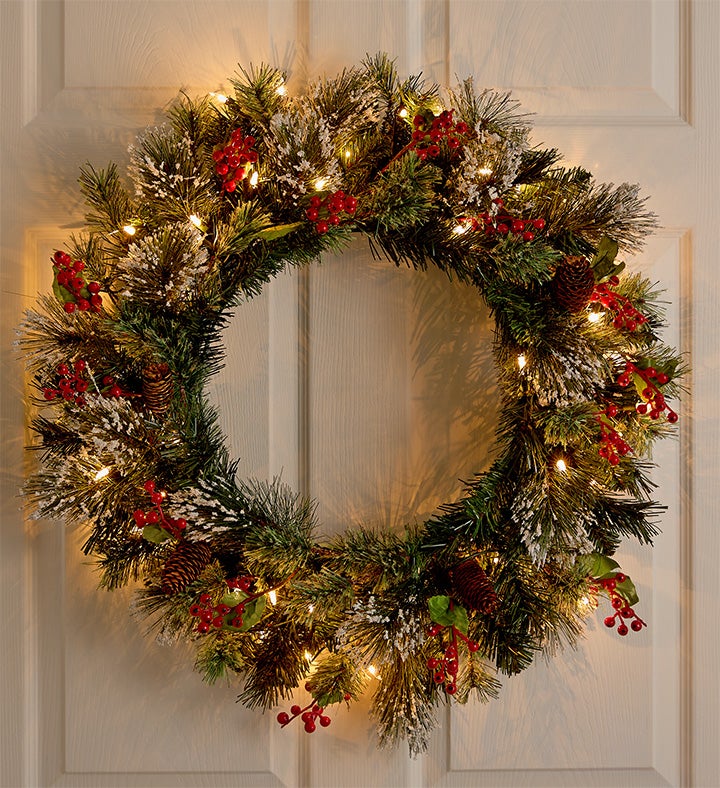 Wintry Pine® Wreath with Lights 24”