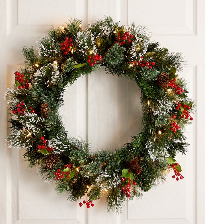 Wintry Pine® Wreath with Lights 24”