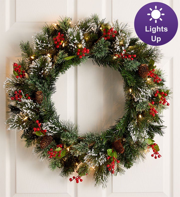 Wintry Pine® Wreath with Lights 24”