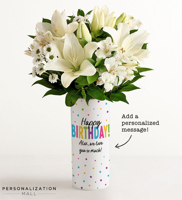 Happy Birthday Bouquet with Personalized Vase