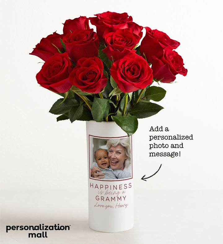 Grandparents’ Day Bouquet with Personalized Photo Vase