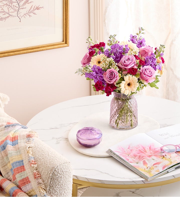 akiko.love Alluring Beauty™ Bouquet | Purple & Peach Roses | 1800Flowers