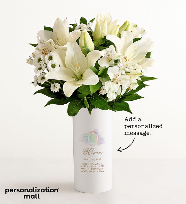 Birthstone Bouquet with Personalized Vase