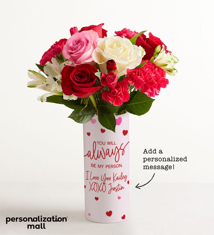 Always Be My Person Bouquet with Personalized Vase