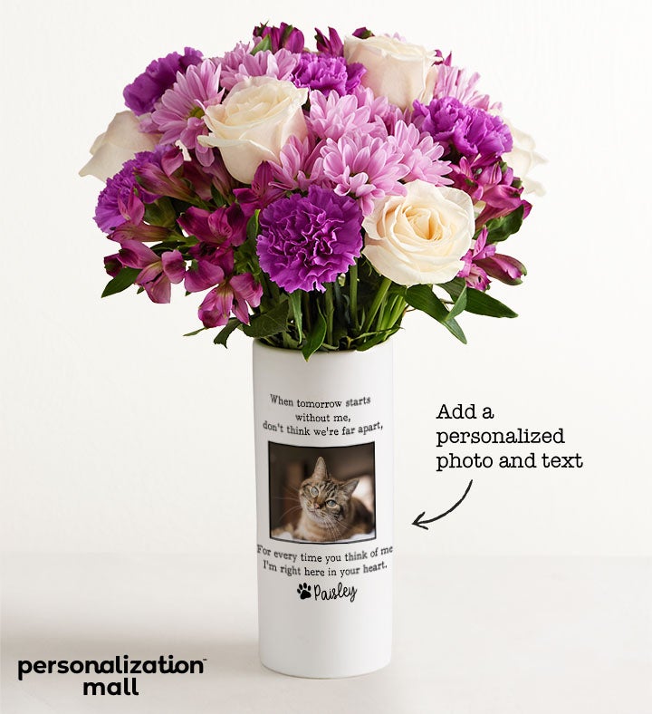 Pet Memorial Bouquet with Personalized Photo Vase