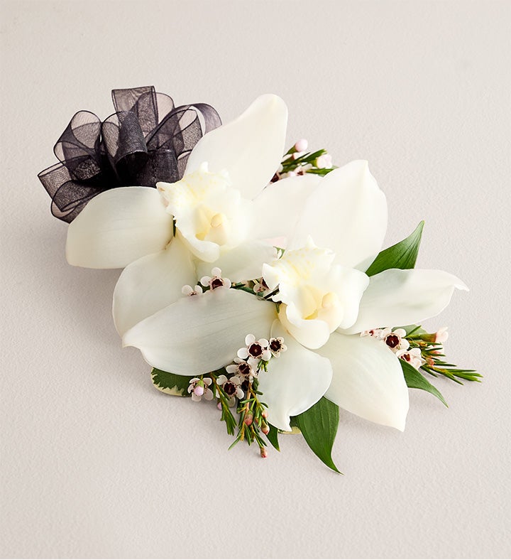 White Cymbidium Orchid Corsage