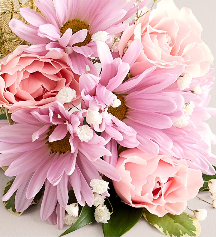 Lavendar Daisy & Pink Spray Rose Corsage