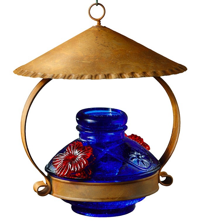 Lapis Blue Hummingbird Feeder