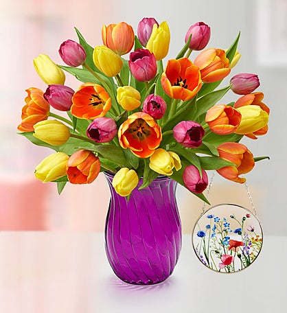 Radiant Tulips for Mom Bouquet + Free Vase