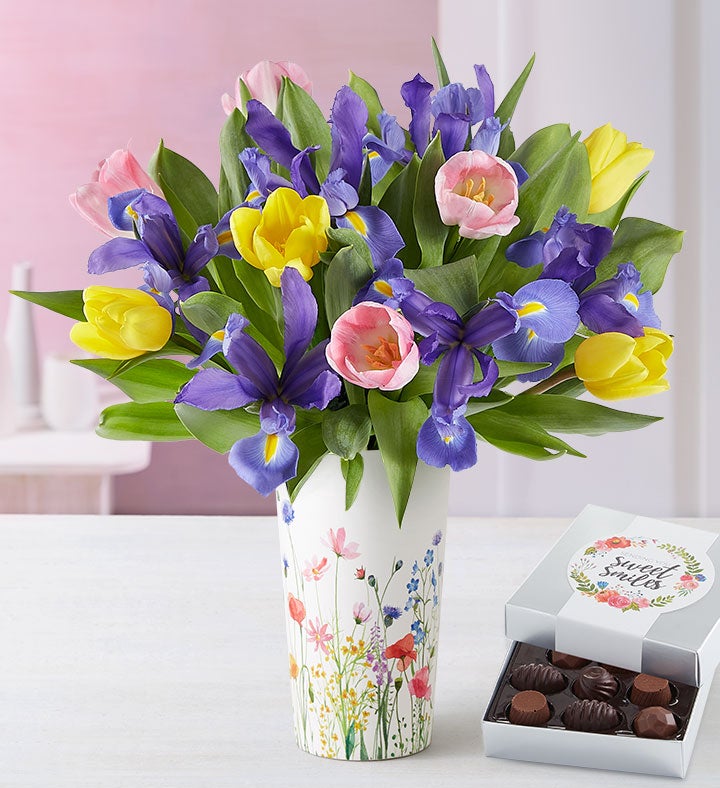 Fanciful Spring Tulip & Iris Bouquet