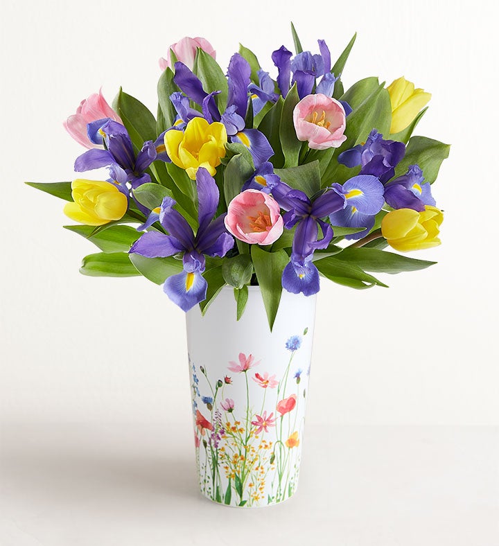 Fanciful Spring Tulip & Iris Bouquet