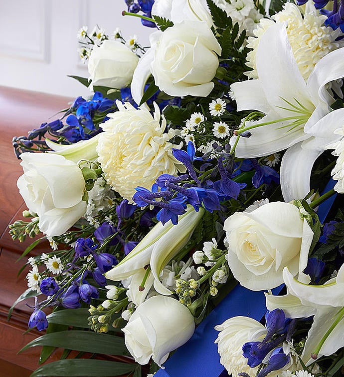 Blue & White Mixed Half Casket Cover