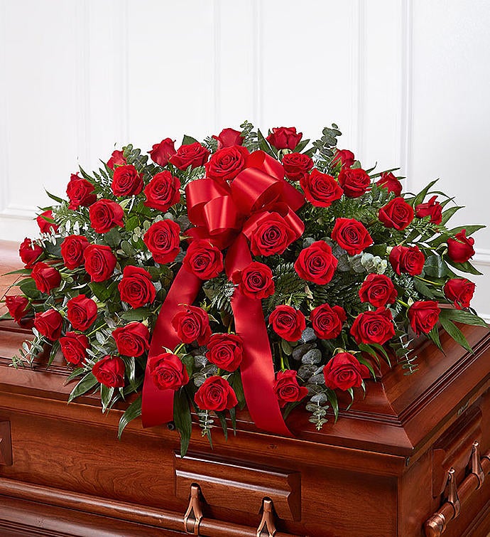 Red Rose Half Casket Cover