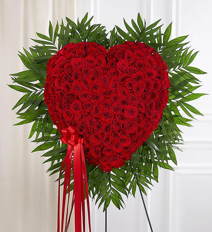 Always Remember™ Floral Heart Tribute   Solid Red