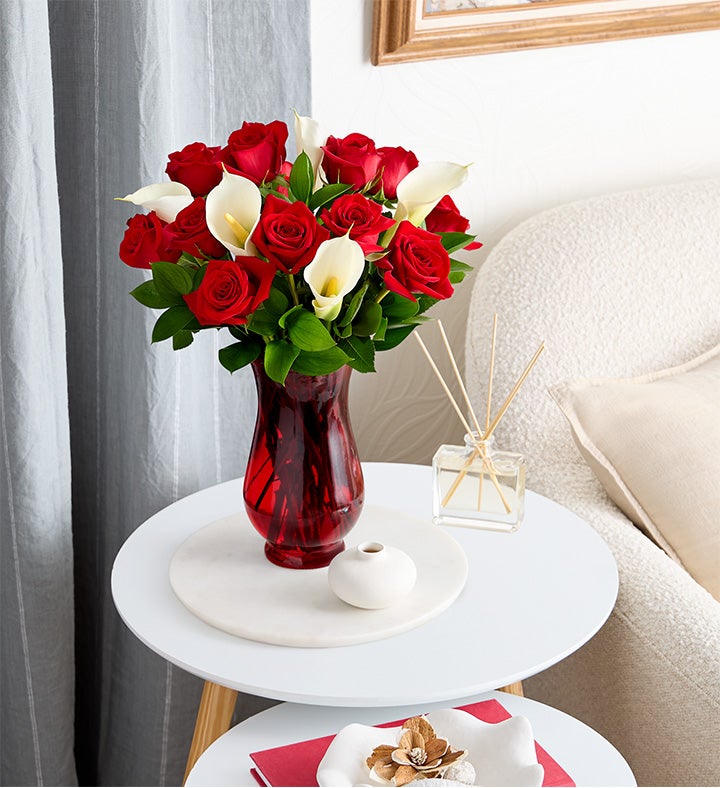 Stunning Red Rose & Calla Lily Bouquet