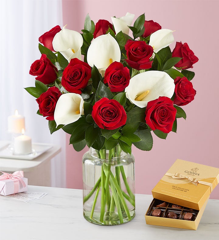 Stunning Red Rose & Calla Lily Bouquet