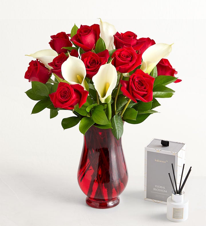 Stunning Red Rose & Calla Lily Bouquet