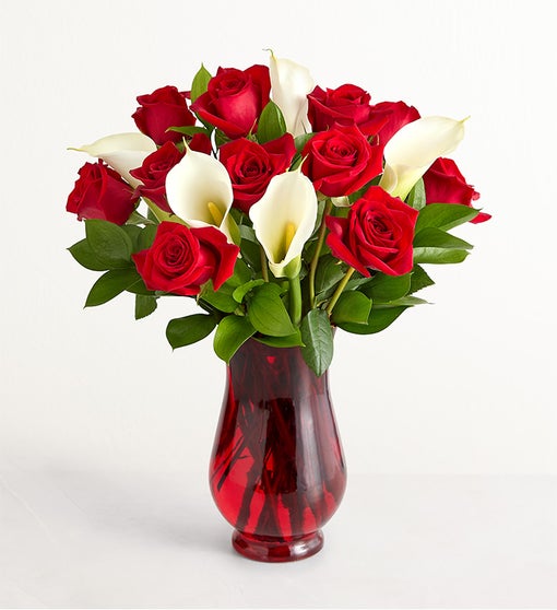 Stunning Red Rose & Calla Lily Bouquet