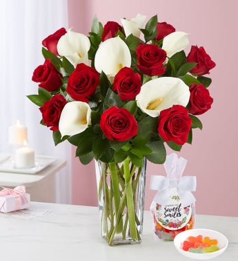 Stunning Red Rose  Calla Lily Bouquet