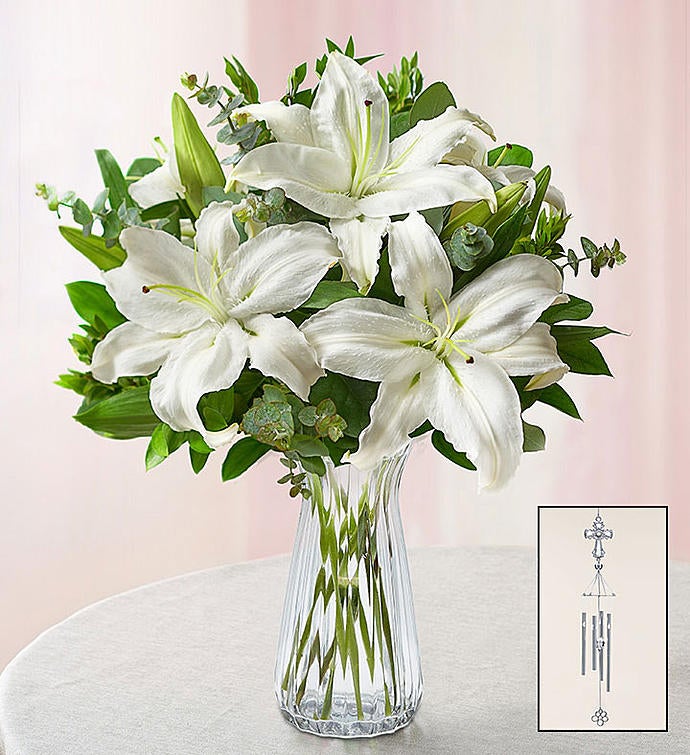 All White Lily Bouquet for Sympathy