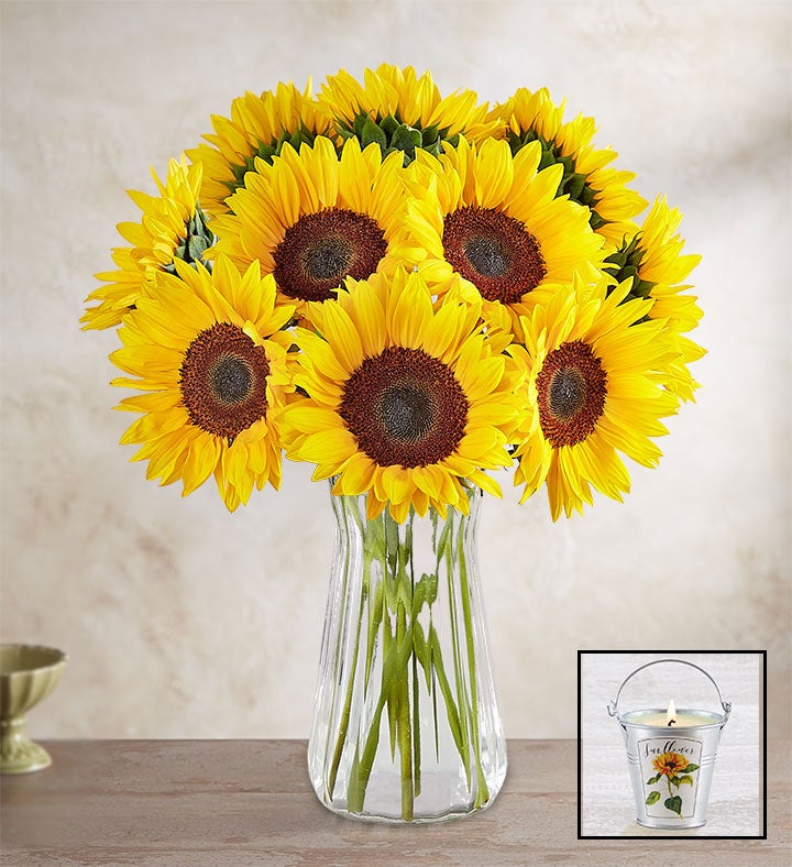 Sunflower Bouquet + Free Candle