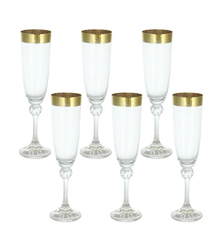 6 PC Wine Set with Gold Band