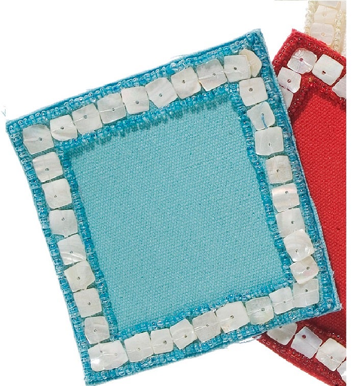 Mother of Pearl Coasters in Turquoise   Set of Four