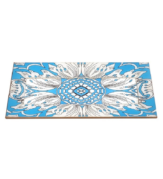 Handmade Reverse Painted Mirror Tray   Small