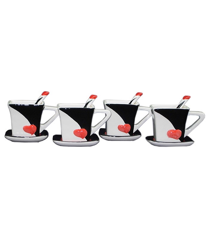 Black and White Mug and Saucer Set