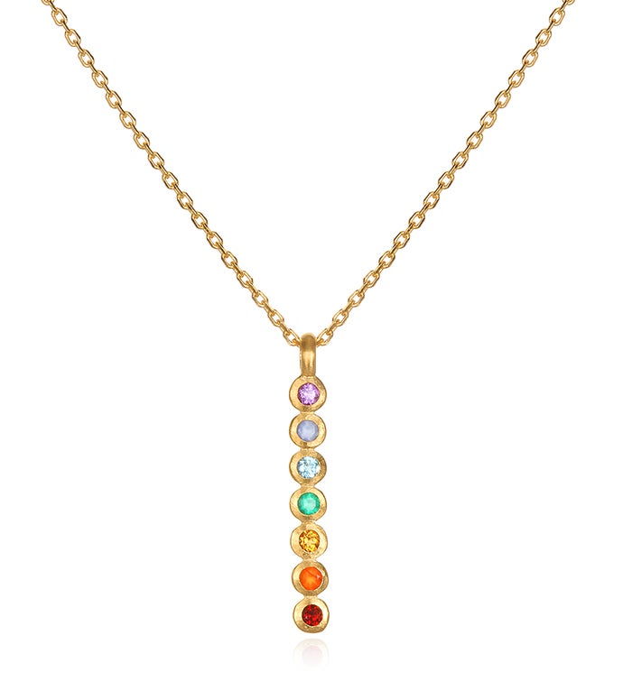 Multi Stone Chakra Vertical Necklace 18 inch