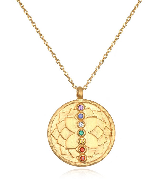 Multi Stone Chakra Lotus Necklace