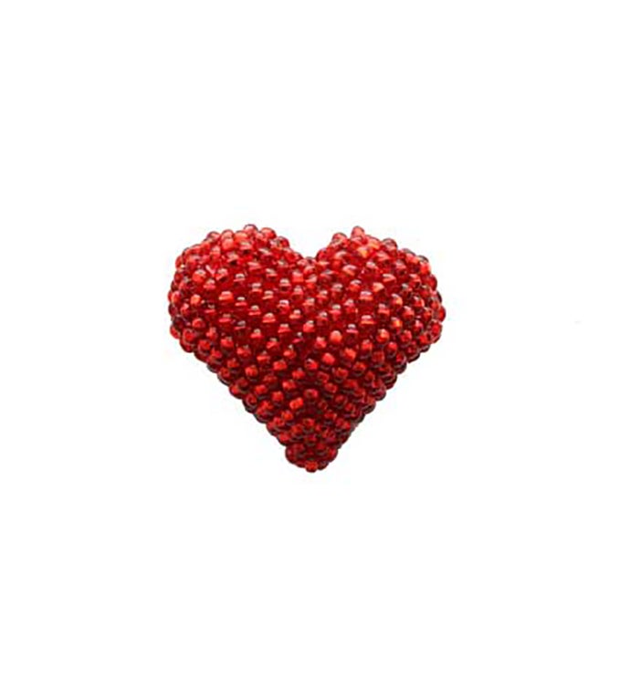 Beaded Heart Pin   Red