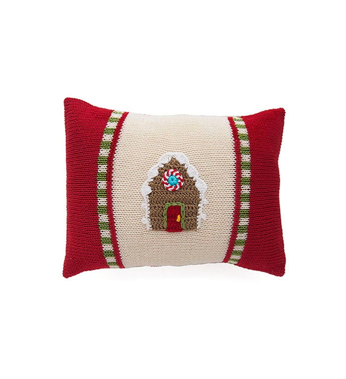 Mini Gingerbread House Pillow   Red